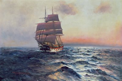 Sailing Ship at Sea, c.1910 by Alfred Serenius Jensen